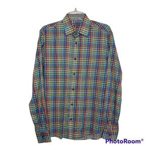 Envy Shirt Men's Med Designer Button-Up Cocktail Party Plaid Business Office